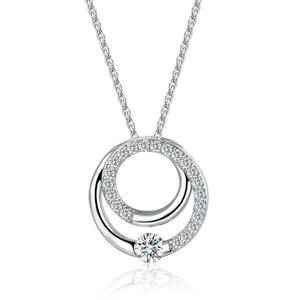 ST2590P Double Eternity Circle Pendant Suspends Along A 1.2mm Cable Chain In Rhodium From China Trustable Jewelry Exporter