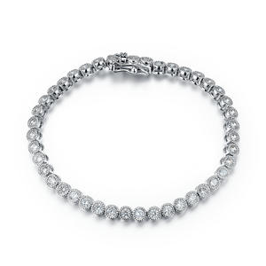 BR3393-3MM Bezel Tennis Bracelet In Sterling Silver Plated Rhodium From China Top Jewelry Factory