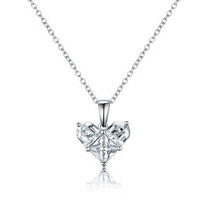 PE3504- Heart Pendant With Half Moon CZ & Square CZ In Sterling Silver/Brass Plated Rhodium From China Jewelry Manufacturer