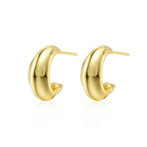ER4614-Plain Hoop C Earring,a Thick 18K Gold Layer On Sterling Silver From Relabile Jewelry Factory In China