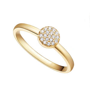 RI4545-Minimalist Lucky Round Pave Ring,plated A Thick 18K Gold Layer On Sterling Silver.