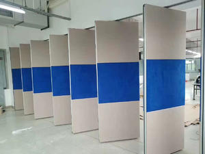Soundproof sliding folding wall partition can be folded and stowed when not in use.