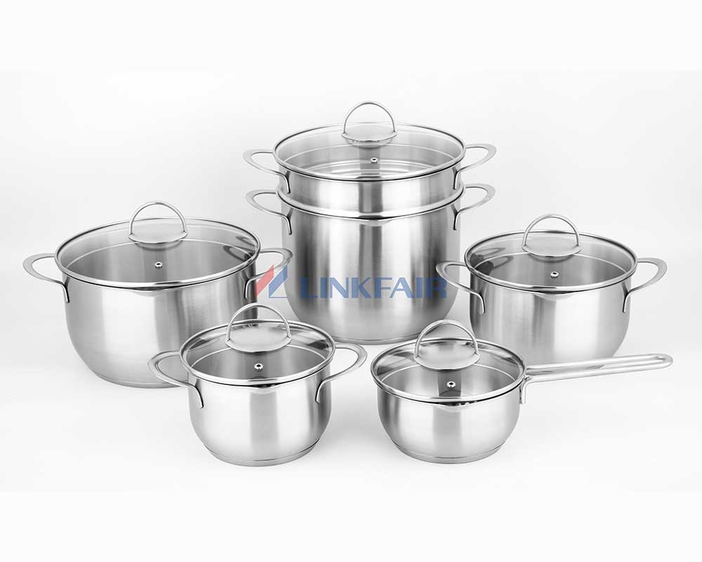 11-Piece Stainless Steel Cookware Set with Wire Handle