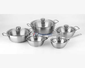 10-Piece Stainless Steel Cookware Set of Bowl Shape