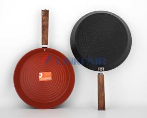 12" Round Circular Stripes Frypan, Forged And Non-stick Coating Frypan 