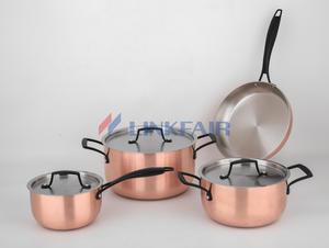 Triply Base Clad Cookware | 7-Piece Copper Cookware Set - Linkfair