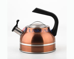 Metallic Stainless Steel Stovetop Tea Kettle, 2.2 L, Copper color