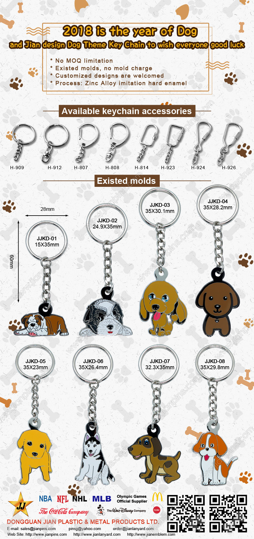Customized dog keychains with premium quality and factory price from Jian