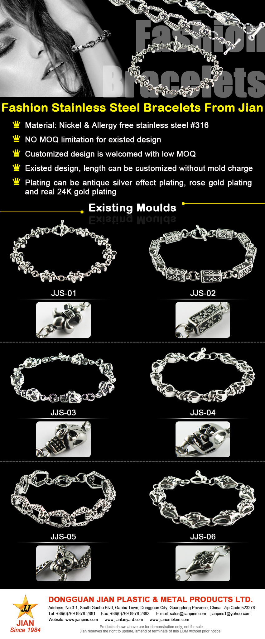 Fashion chain link Stainless Steel Bracelets with low MOQ & price wholesale