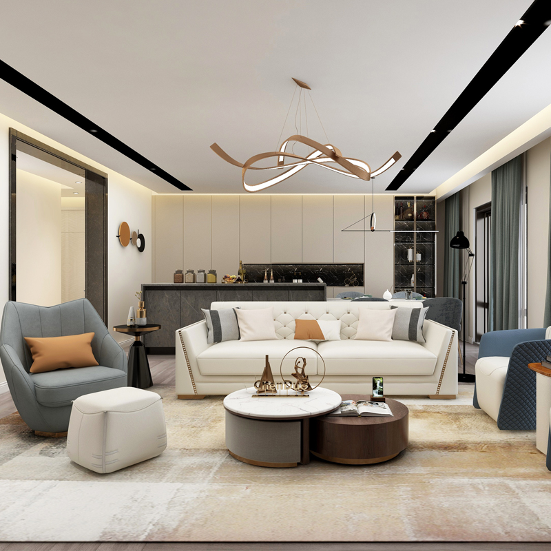 living room Leather fabric luxury sofa set