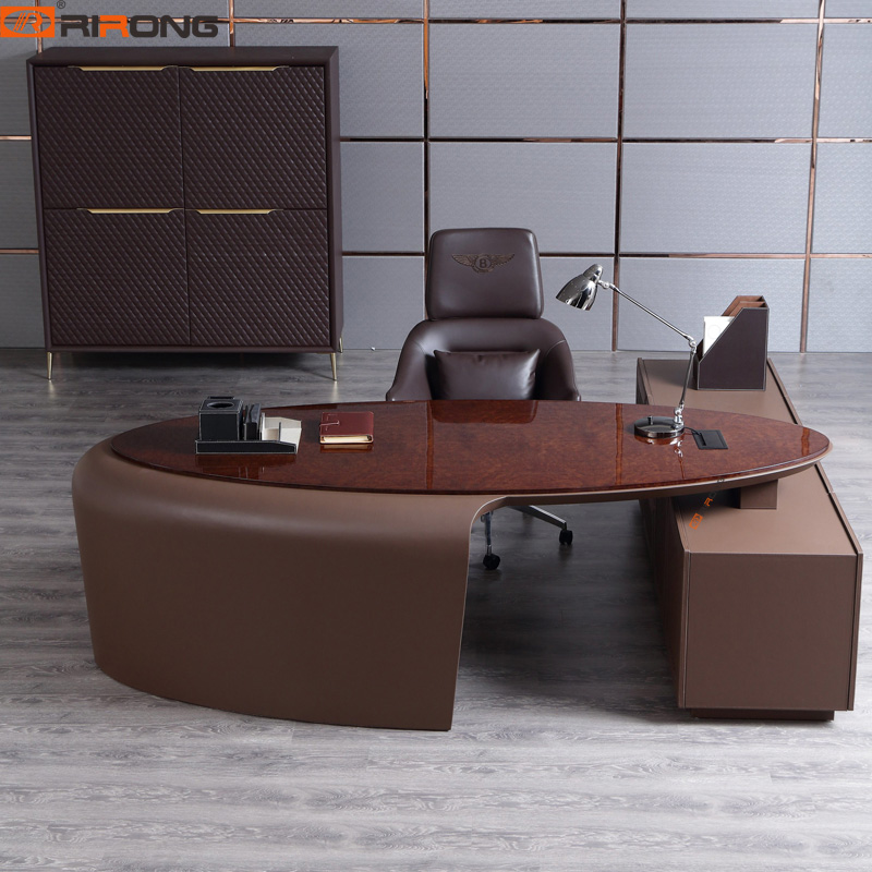  Luxury Italy Design Brown Office L shape executive table
