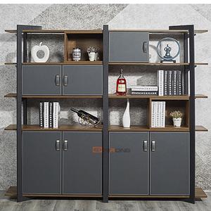 Retro Blue Leather Office Excutive Steel Filling Cabinet Wooden office bookshelf