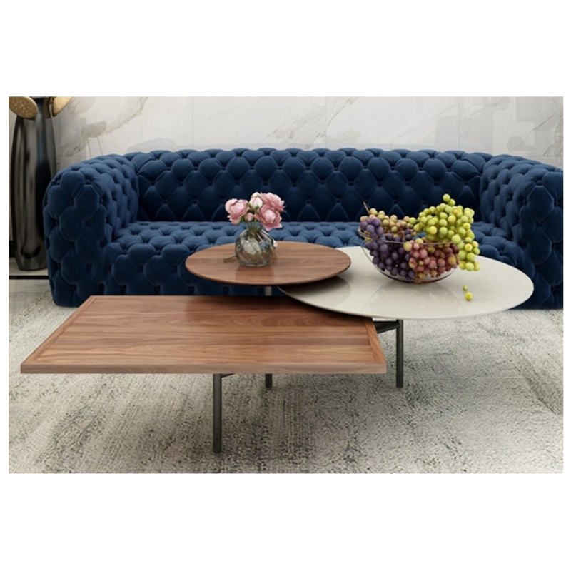 Wood Color Modular Marble Coffee table