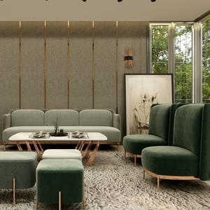 Modern Home Study Living Room Fabric Green Velvet Sofa Set