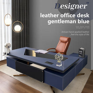 Wooden Executive Office Table Set Custom design Hermes blue office desk