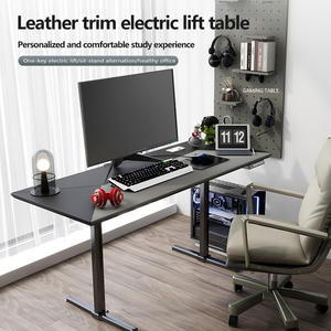 Leather Smart Electric Lift Table Desktop Computer Desk Standing Desk
