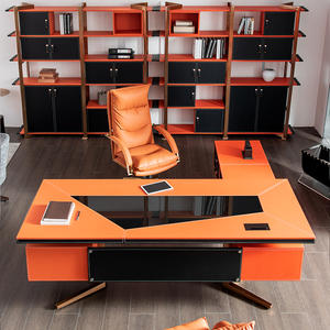 AMS Wooden Custom Executive Desk Custom Orange L Shape director table 