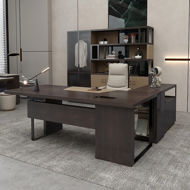 New Chinese style boss table smoked wood Italian minimalist office desk 