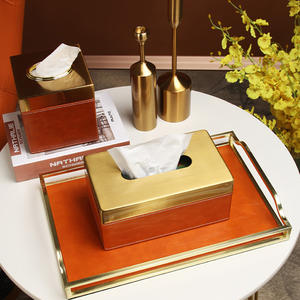 Nordic creative orange light luxury tissue box living room Leather Tissue Box