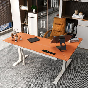 Eddie Electric Standing Desk L-Shape Orange Leather