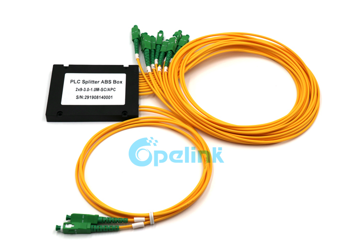 2X9 PLC Splitter, SC/APC 2.0mm ABS BOX Fiber Splitter For FTTH