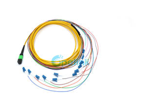 MPO Jumper: MPO To LC Fiber Optic PatchCord, 12 Fibers 0.9mm Fanout, OS2 Singlemode