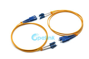 Fiber Jumper Cables: LC-SC Fiber Optic Patch Cable, 9/125um Singlemode, Duplex, 2mm Cable, LSZH/PVC Yellow Without Clip