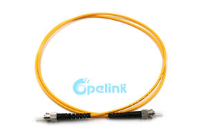 Fiber Optic Patch Cord: ST-ST Fiber Jumper, 9/125um Singlemode, Simplex, 3mm Cable, LSZH/PVC Yellow
