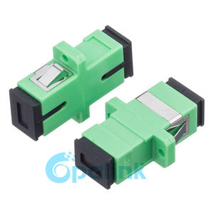 SC/APC-SC/APC Fiber Optic Adaptor, Plastic Housing, Singlemode Simplex Fiber Optic Adapter, Green, Flanged Type
