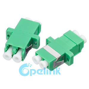 LC/APC To LC/APC Fiber Optic Adapter, Plastic Housing, Singlemode Duplex Fiber Adapter, Green, SC Footprint, Flanged Type