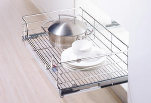 Soft-closing multifunctional cabinet pull out basket for kitchen