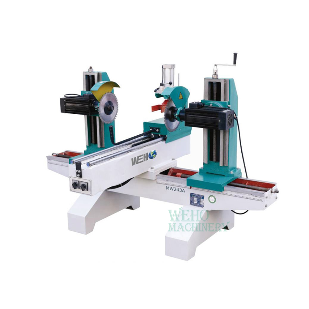 Double end sawing pressure cut machine for fixed length of wood