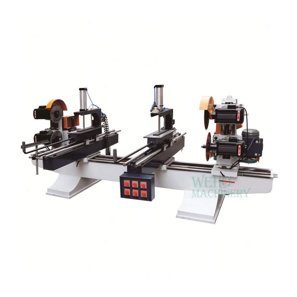 Heaver duty automatic press double head trim and cut machine with four cutting saws