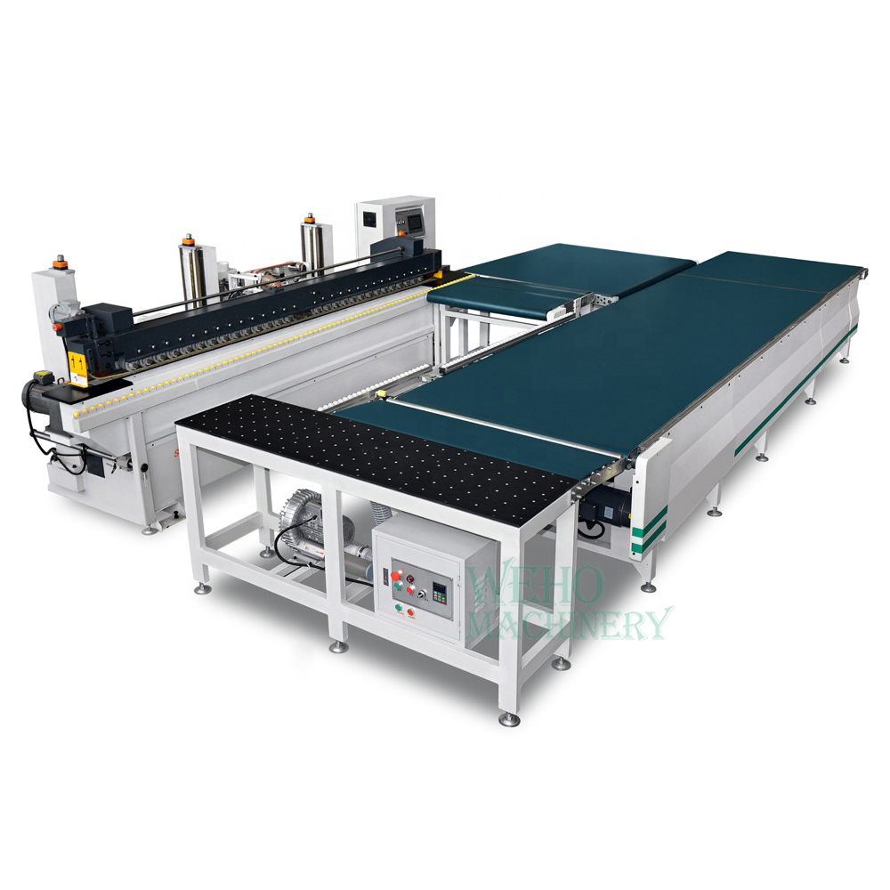 Power idler belt and roller return conveyor line system for edgebander automated edge processing