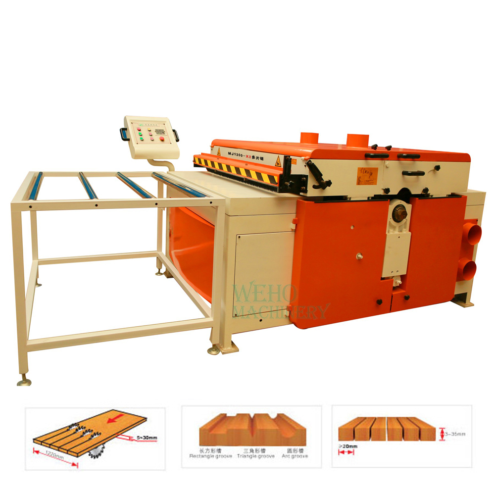 Automatic multiple blade straight line wood rip saw machine