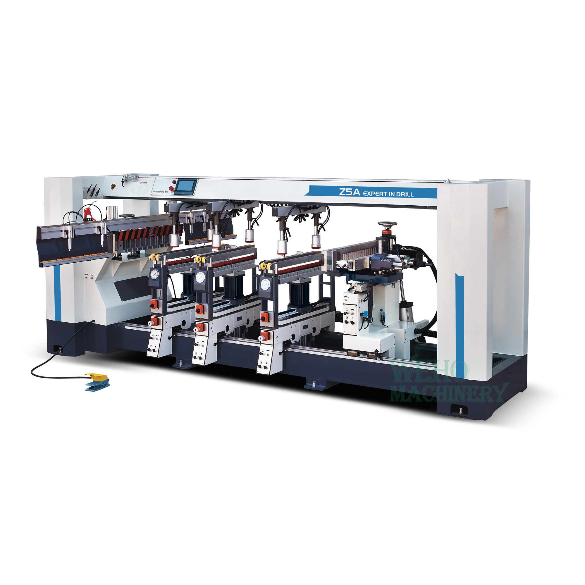 Five-row woodworking reversible multi spindle boring machine