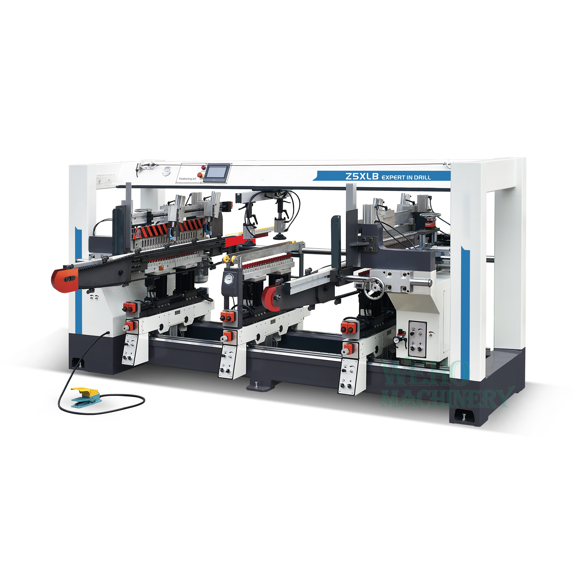 Five-row multi spindles boring machine with double positioning
