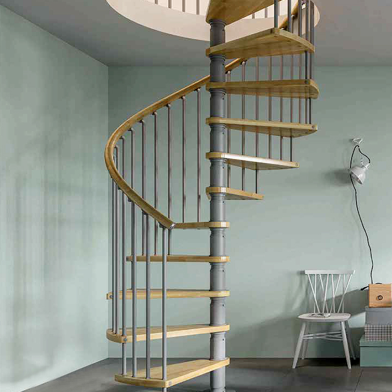Stainless Steel Floating Treads Wood Spiral Staircase | E-Pai Hardware Supplier