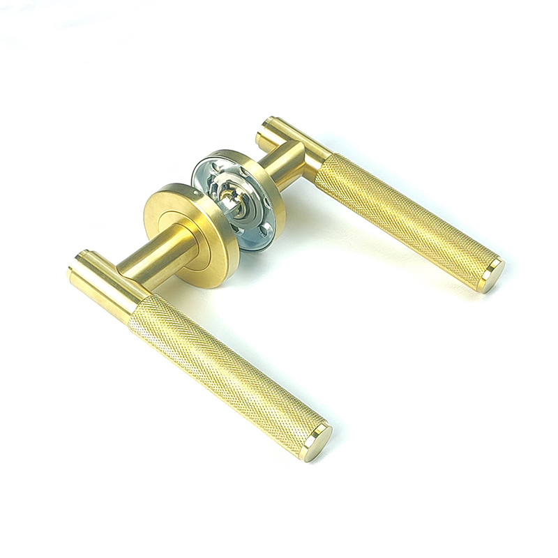 Luxury Knurled Door Handle, Stainless Steel Gold Pull Lever Handle for Interior Door | E-Pai Hardware