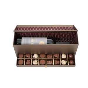 colorful printing oem logo customized luxury chocolate and wine gift box set 