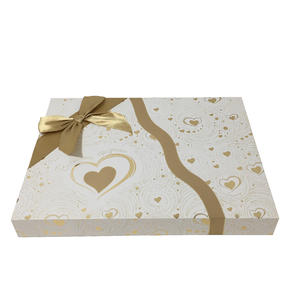 foldable rigid chocolate gift box with grace surface treatment and ribbon