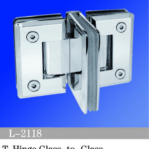 China Wholesale T Hinge Glass To Glass Shower Door T Shape Standard Duty Shower Hinges L-2118