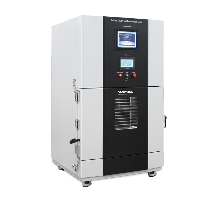 The battery crush test chamber is used for battery crush test.