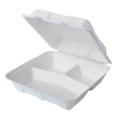 8 Inch 3 Compartment Biodegradable Dinner Set Sugarcane Clamshell | dinner set - tesco