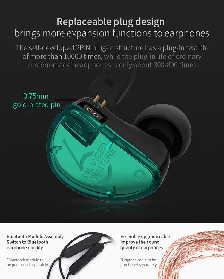 KZ AS06 IEM Earphone 3BA Balanced Armature Headphone