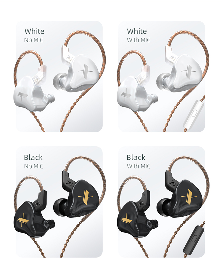 Yinyoo EDX PRO Wired in Ear Earbuds HiFi Deep Bass Sound with 1DD New 10mm Dynamic Driver Over Ear Headset with Detachable Cable KZ EDX PRO Earphones Headphones with 1DD Black, with mic 