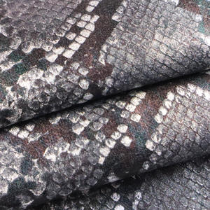 Snake Printed Fabric Stretchable Shiny Microfiber Holographic Fabric For Leggings