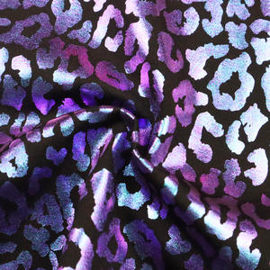 Foil Print High Elastic Shiny Metallic Moisture Wicking Dry Fit Hot Stamping Foil Fabric For Yoga 