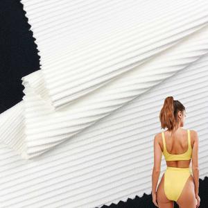 stripe design good quality rib knit stretchy superfine ribbed nylon spandex fabric for swimwear
