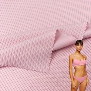 Ribbed Fabric High Elastic Superfine Stripe Design Breathable Rib Knit Fabric For Swimwear